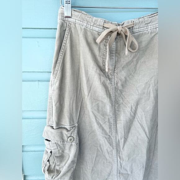 Y2K corduroy cargo maxi skirt tan vintage drawstring waist American eagle XS - Picture 2 of 6
